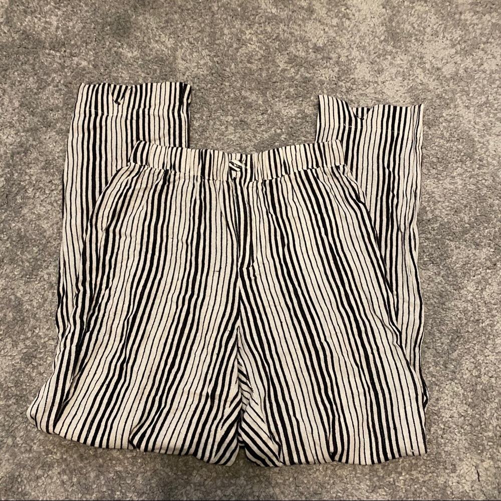 Black and white striped flowy pants